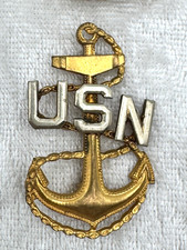 WW2 US NAVY USN CPO CHIEF PETTY OFFICER HAT BADGE picture