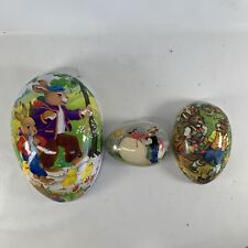 Paper Mache EASTER EGG Lot Candy Container Vintage Germany Nestler Lot of 3 Size picture