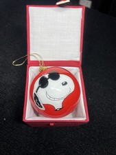 Vtg Kurt Adler Peanuts Ornament Red Glass Snoopy In Sunglasses 3.25” 1999 A6 picture