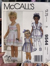 Vintage McCall’s Girls Dress Sewing Pattern 9544 Size 1-3 Cut Complete picture