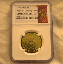 NGC Gem Uncirculated Donald J. Trump $1 Comm. Coin 1776-2026 250th Red Label picture