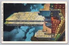Vintage Rockefeller Center RCA Building NYC Night View Postcard Wurtz Photo picture