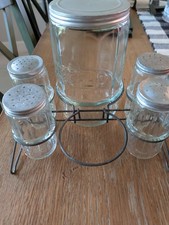 Vintage Hoosier  Ring Glass Coffee Canister 5 Piece Set picture