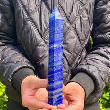 445G   Natural lapis lazuli Quartz Crystal Obelisk Wand Point Healing Stone picture