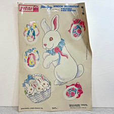 Vtg '90 Easter Bunny Kinduell Static Cling Vinyl Presto Window Decor Pastel NOS picture