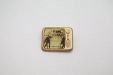 Vintage Boxing Match TV Television Lenticular Motion Brooch Pin Gold Tone Retro picture