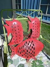 VTG Lot 3 Iron Fish Patio Lanterns Candle Holders Hanging Candelabras Pool Decor picture