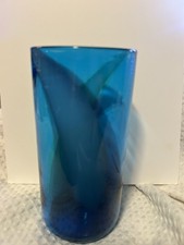 Hand Blown Blue & Green Glass Thick Art Glass Swirl - Vintage - Gorgeous picture