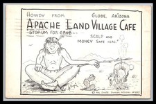 HOWDY FROM Globe Arizona  Apache Land Village Cafe- Old Postcard G06 picture