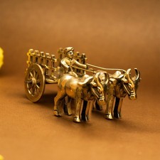 Pure Brass Bullock Cart Home Decor (Size: 12 cm) | Bailgadi for Gift picture