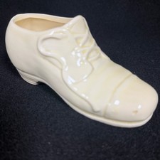 Vintage Japan Ceramic Oxford Dress Shoe Planter Trinket Dish Cream Glossy picture