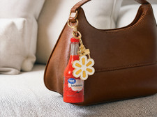 Walmart Great Value Hot Sauce Bottle Purse Charm, Viral Bag Keychain Gold. NEW picture