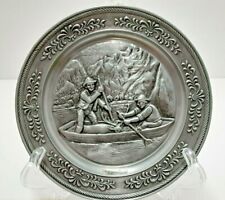 German Pewter Hunting Decor Plate 10. Int. Volkswanderung SV Beulich 1988 picture