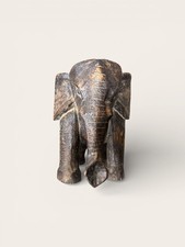 Heavy Vintage Hand-Carved Ashanti Wooden Elephant Statue Artisans of Ghana picture