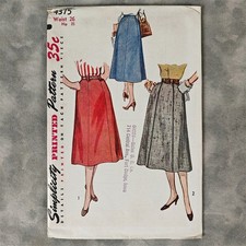 1953 Simplicity 4375 Vintage Skirt Sewing Pattern Waist 26 Hip 35 COMPLETE w/ins picture