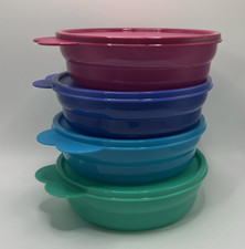 NEW Tupperware Impressions Cereal Bowls 4pc Air Tight Seal Multi Color picture