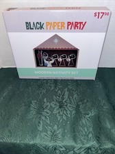 NEW 2022 BLACK PAPER PARTY BLOCK MODERN AFRICAN AMERICAN 7PC NATIVITY SET picture