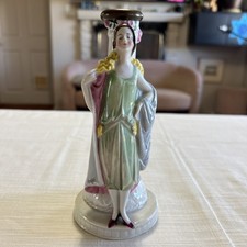 Porcelain Candleholder Figurine Flapper Girl 7” high B10 picture