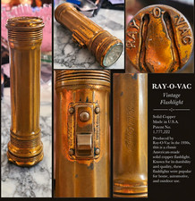 Ray-O-Vac Vintage Solid Copper Flashlight Made in USA 1930s Works picture