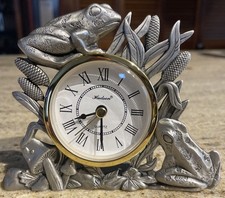 Hudson Fine Pewter FROG Quartz Clock NOS - (4” x 4.75”) #3752 NEW picture