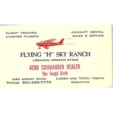 Flying H Sky Ranch Loren & Terry Heath Lebanon OR Vintage Business Card SE3-B16 picture