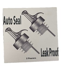 Sealpour Liquor Auto Seal Leak Proof Pourers 2 pks Stainless Steel / Silver NIB picture
