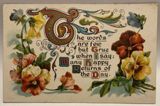 1911 The Words Are Few Postcard, Pansies, Flowers, Vintage Embossed Postcard picture