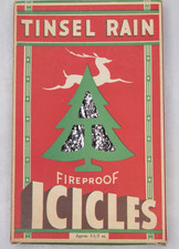 Set VTG 1960's Tinsel RAIN Fireproof Metallic ICICLES Christmas Ornaments w Box picture