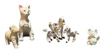 Vintage Ceramic Animal Figurines Lot Cat Zebra Mouse Dog Japan picture