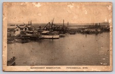 Pascagoula Mississippi Government Reservation Harbor Ships Albertype As-Is PC picture
