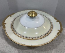 VTG Meito China MEI118 Hand Painted Covered Tureen Ivory Floral/Gold Trim Stampd picture