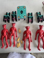 Set Of 4 Table Inocencio Vasquez Melchor Red DEVILS Mezcal Mexican Folk Art picture