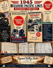 1945 Missouri Pacific Lines Railroad Timetable WWII Sunshine Route Tower Grove picture