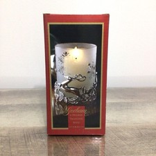 Gorham Silverplate Candle Holder Reindeer Snowflakes Votive Holiday NEW picture