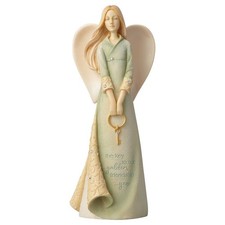 Foundations Golden Friendship Angel Figurine 7.48in Stone Resin 6000794 picture