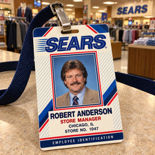 Custom Vintage SEARS Employee ID Card - Retro 70s 80s Store Collectible Gift PVC picture
