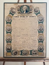 1833 Humphry Phelps Declaration of Independence  Original Hand-Colored Engraving picture