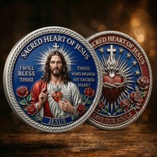 Sacred Heart of Jesus Challenge Coin Catholic Christian Religious Gift picture