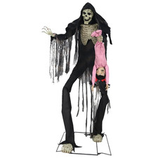 7' Towering Boogeyman Halloween Prop – Animated Skeleton with Screaming Kid picture