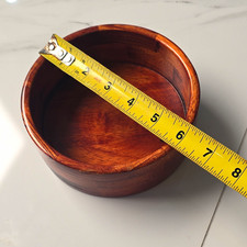 Round Wooden Bowl 7 in Diameter Brown Wood Grain Smooth Finish Natural Theme picture