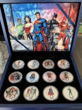 Justice League 12 Piece Silver Plated- Collectors Set-In Hard Case- With Cert. picture
