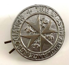 St John Ambulance Association Nickel Plated Cap Badge-33mm Worn During WW11 picture