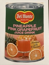 Large Vintage 1950s Lithograph Del Monte Can Double Sided Poster Pineapple Pink picture