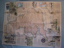 MEDIEVAL ENGLAND MAP CASTLES BATTLES CATHEDRALS National Geographic October 1979 picture