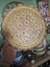 Vintage Italian Florentine Wooden Round Tray picture