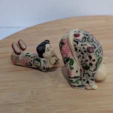 Vtg Japanese Shunga Novelty Risqué Figurines Okimono 2pc Set Naughty Netsuke Odd picture