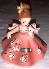 Nice Vintage JOSEF July Birthday Girl Figurine Holding Kitten picture