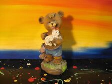 Teddy Bear Cub with Puppy Dog Cute Cold Cast Ceramic Figurine picture