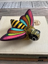 Mexican Talavera pottery Bumble Bee Bug figurine Folk Art Wall Art 7” picture