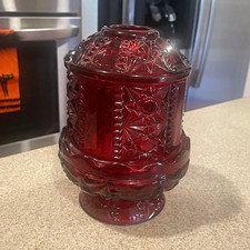 Vintage 1970s Indiana Glass Stars and Bars Fairy Lamp picture